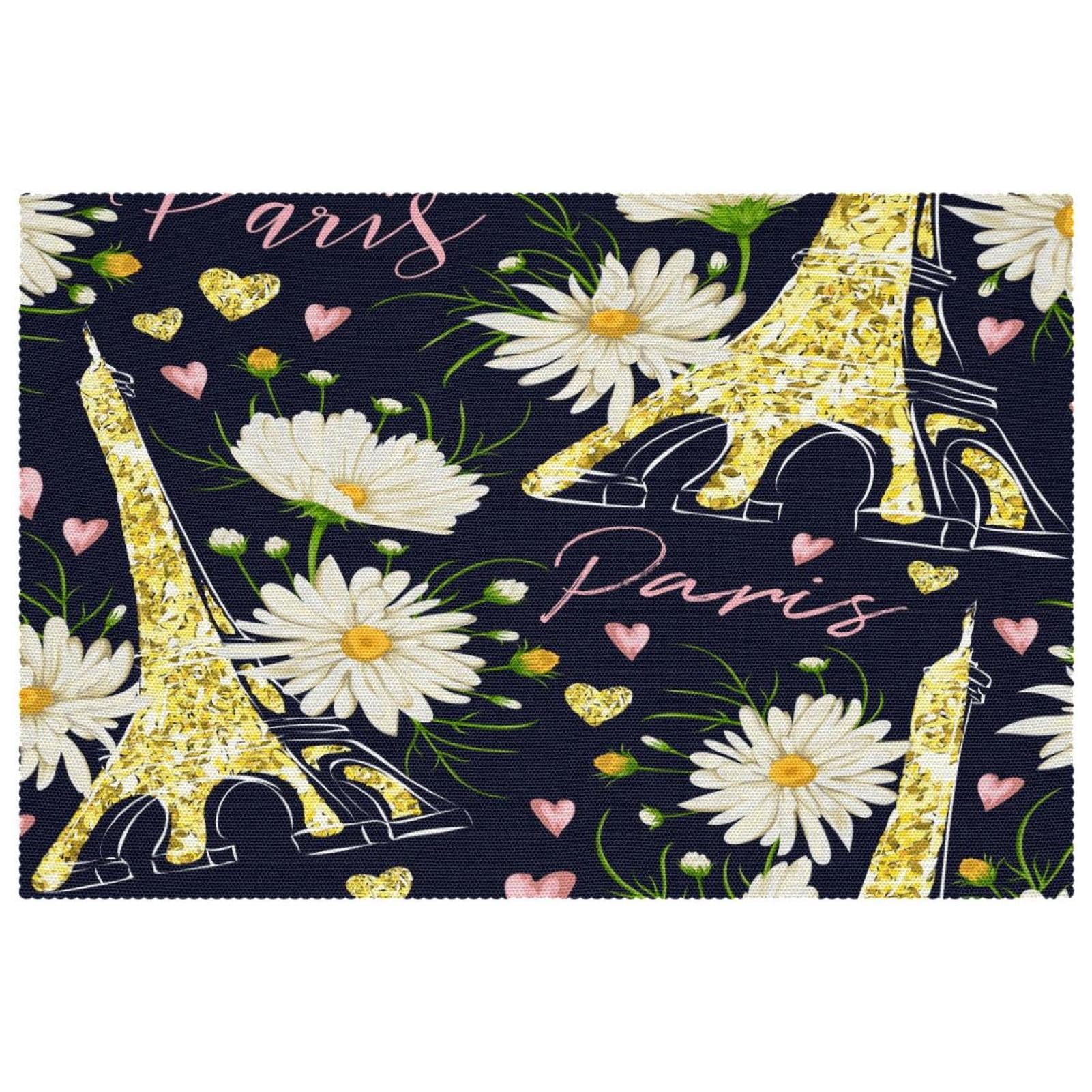 Set de table motif camomille et tour dorée pour embellir vos repas de famille et dîners d'été