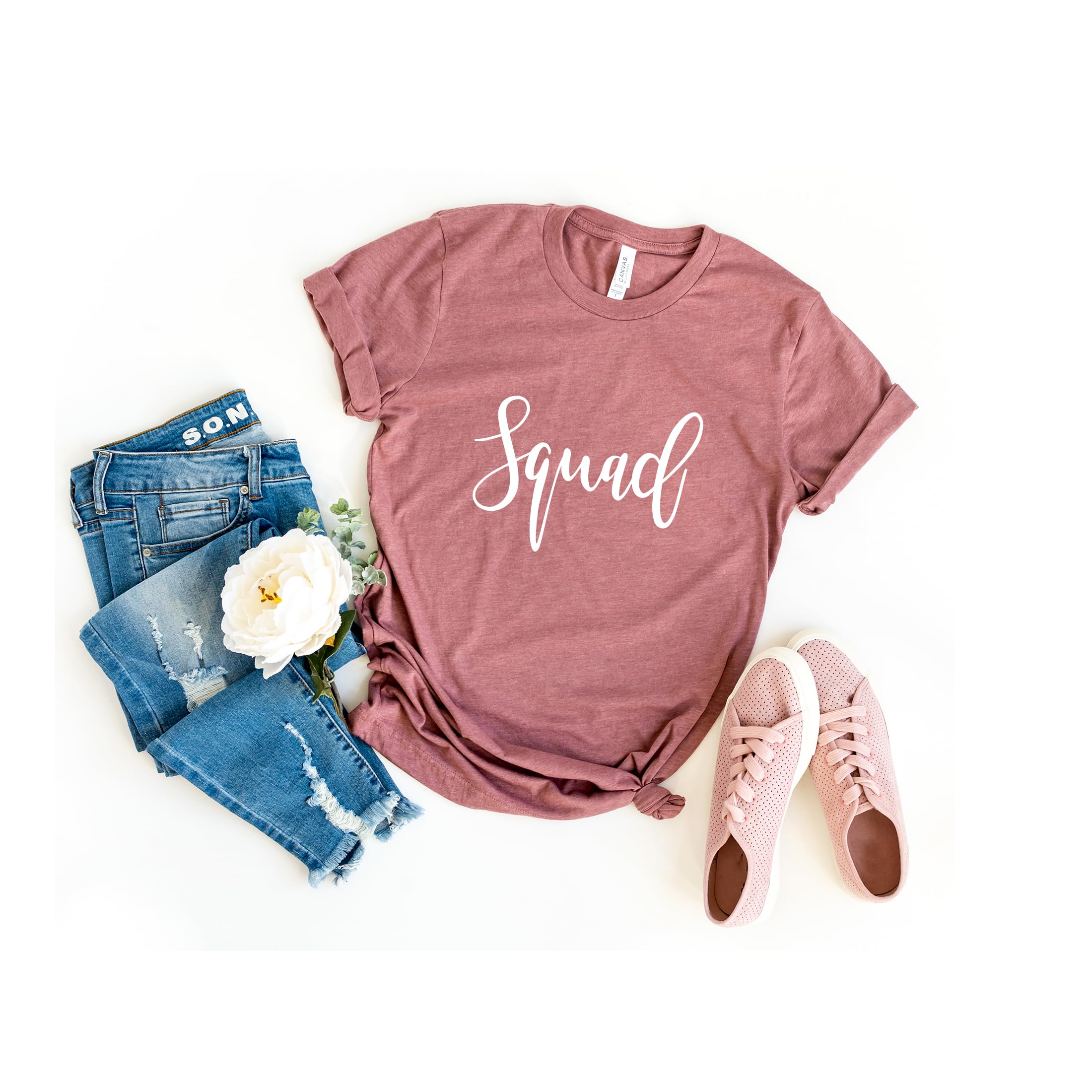 Pink Positive Bride Squad T-Shirt | Bridal Party, Bachelorette Party Shirts | Hen Party Bridesmaid Shirts | Wedding Party Shirt