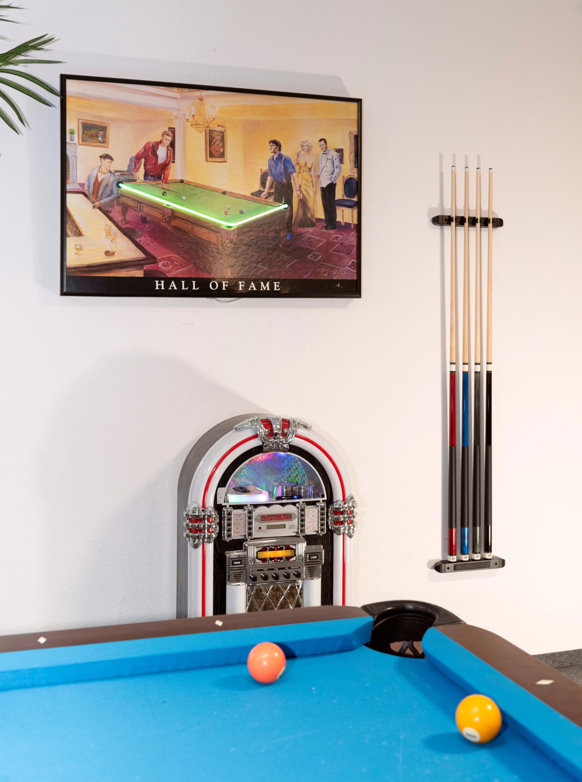 Winsport Billard Queue Wandhalter 2-teilig. für 4 oder 6 Queues, Billardqueue Halterung aus hochwertigem Rubberwood/Holz schwarz