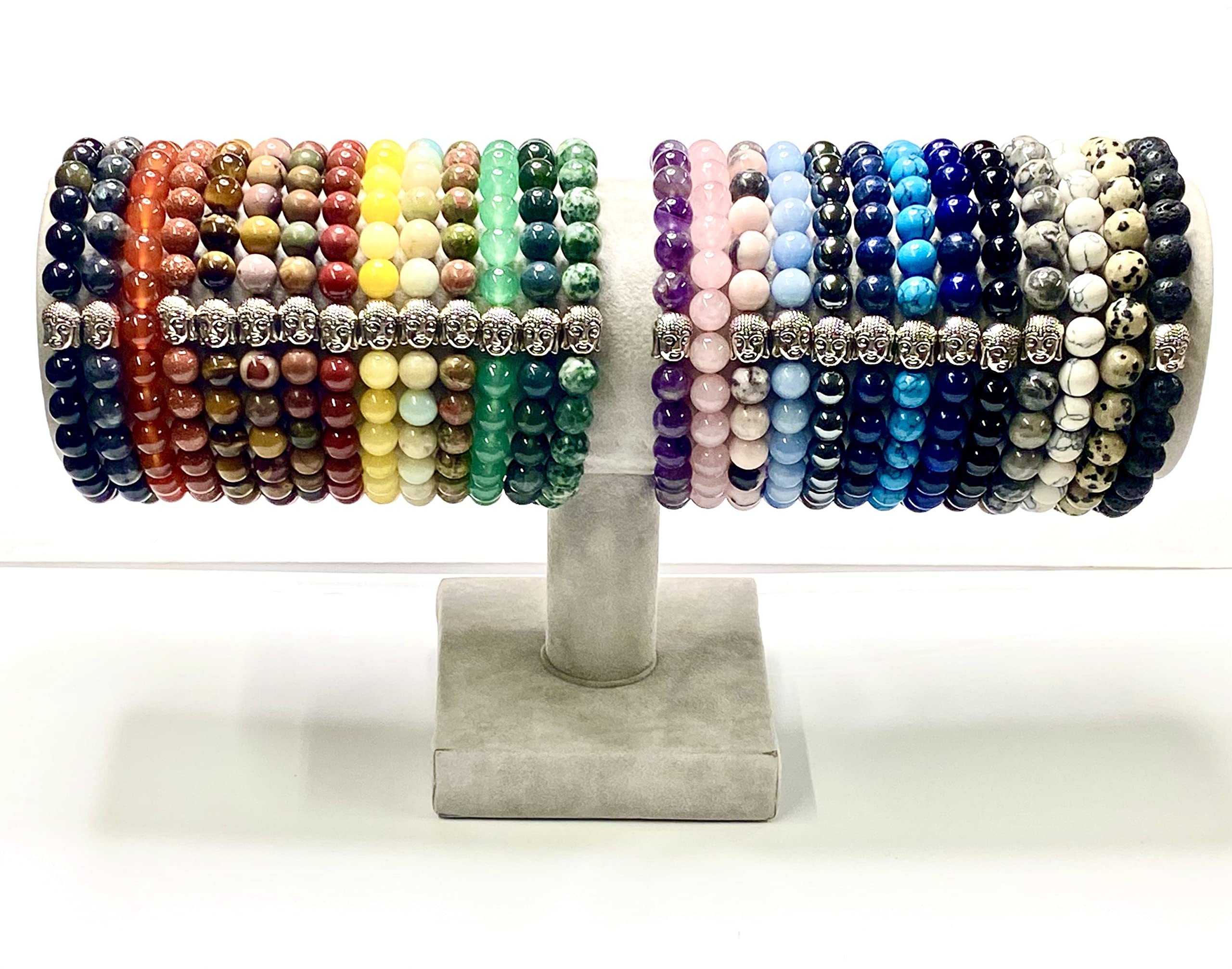 ALCHIMIA Bracciale Unisex In Pietre Naturali – Diaspro Leopardo Con Charm Buddha – Fatto A Mano In Italia