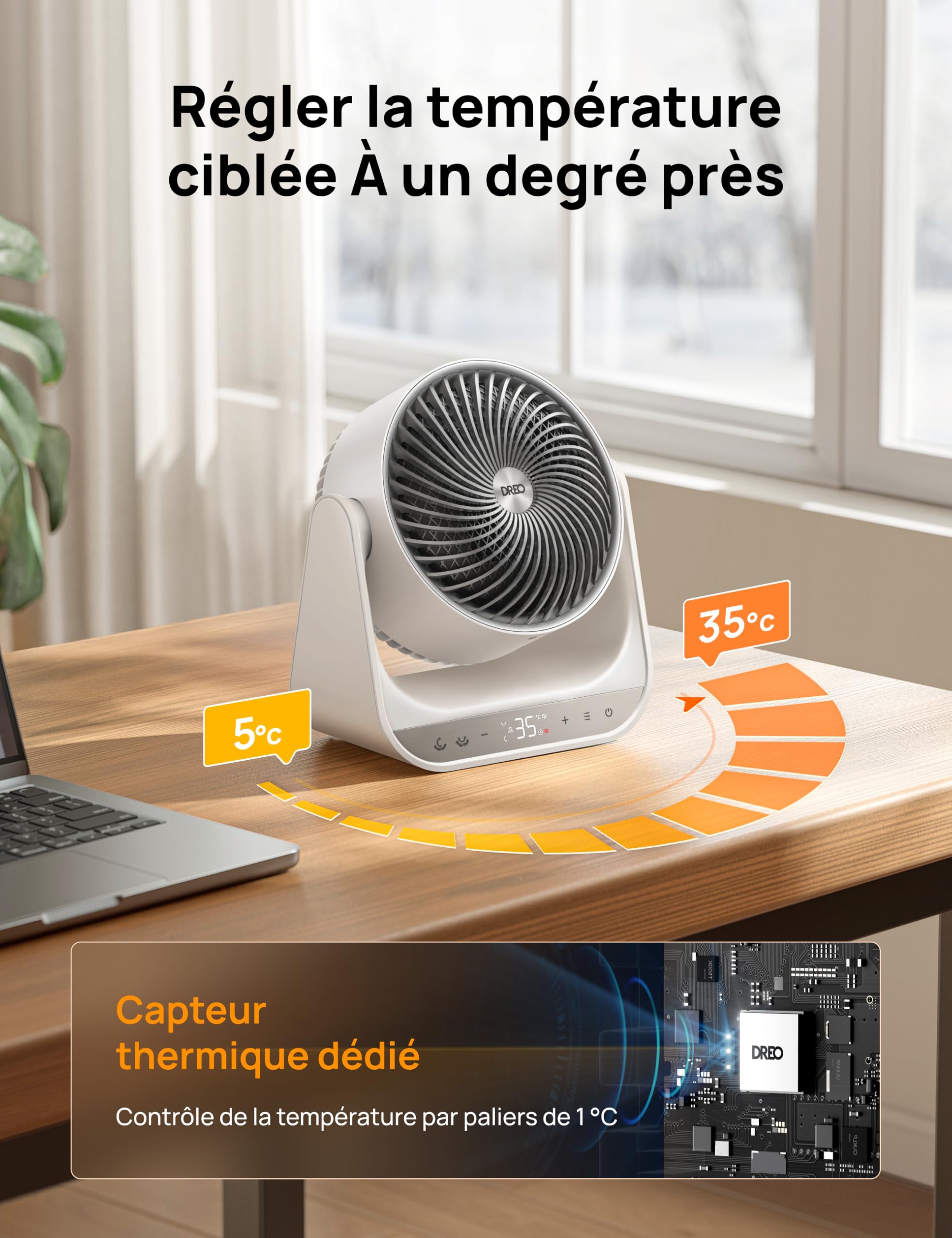 Dreo Chauffage électrique intérieur 2000W avec télécommande et thermostat, 7 modes, protection contre la surchauffe et le basculement, chauffage portable pour toute la pièce, blanc, appareil 714S