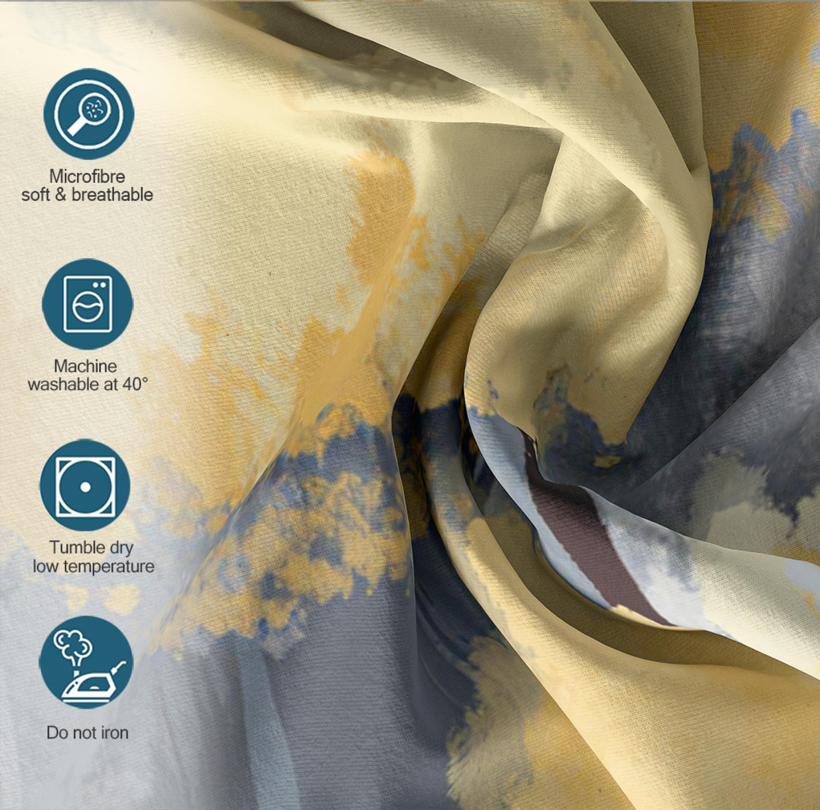 Luxury Duvet Cover Yellow Flower Duvet Quilt Cover Gray Gradient Spring Floral Bedding Set for Kids' Duvet Cover with 2 Pillow Cases 120x200cm