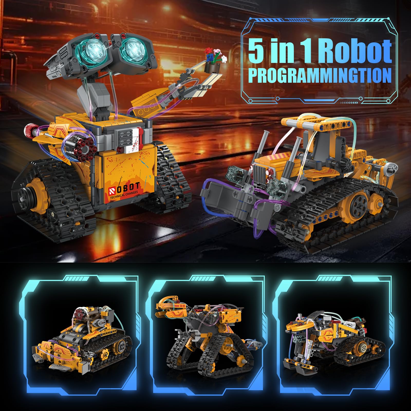 5 in 1 Technik Roboter Bauspielzeug Kinder für Jungen, STEM App & Fernsteuerung Technik Spielzeug Roboter Programmierbares Bauspielzeug Geburtstagsgeschenk ab 6 7 8 9 10 11 12 Jahre Jungen