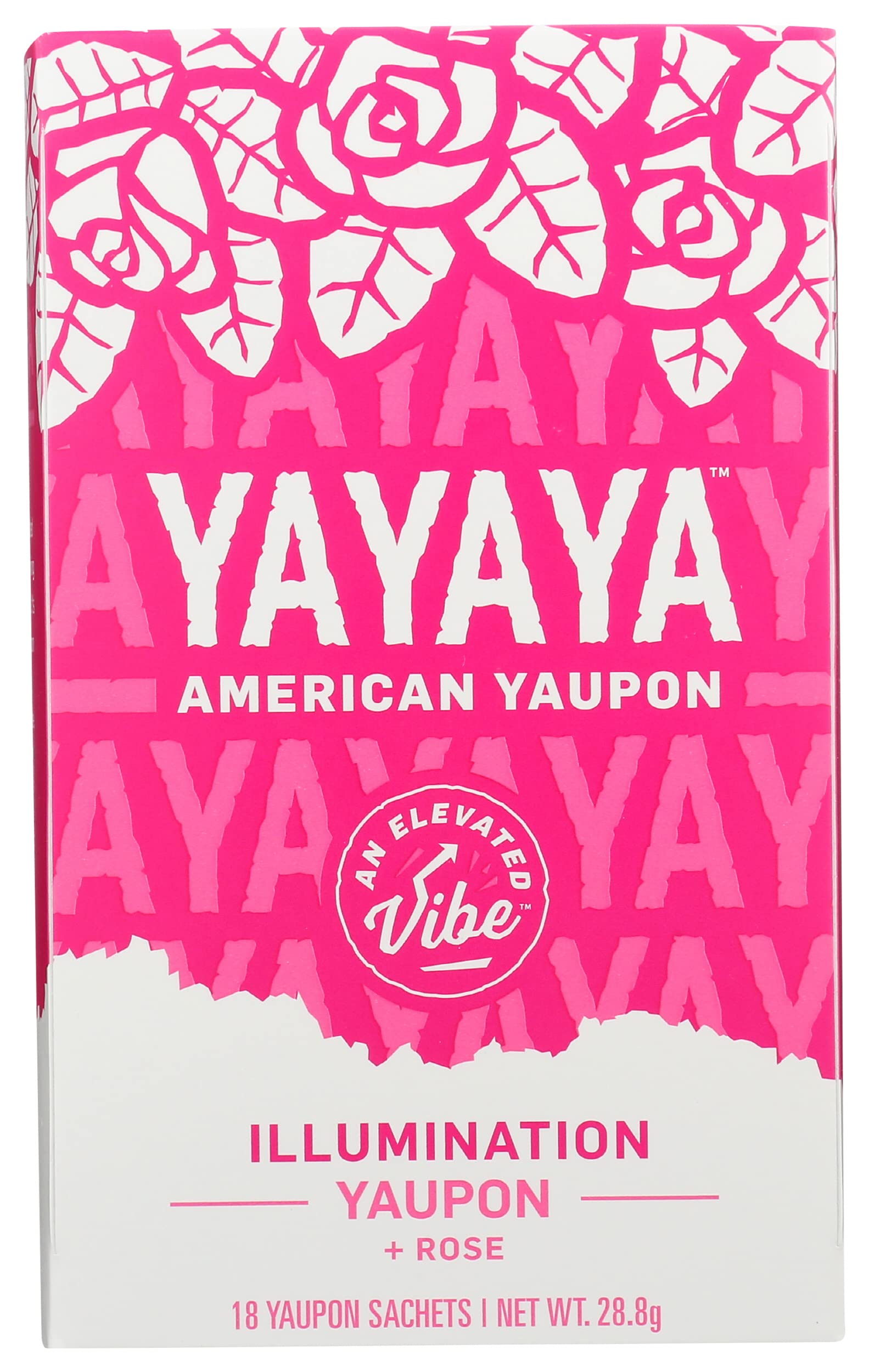 YAYAYA Yaupon - Illumination Rose Petal Yaupon Tea | American Yaupon Holly | Naturally Caffeinated, Organic Ingredients | 18 Biodegradable Sachets per Box