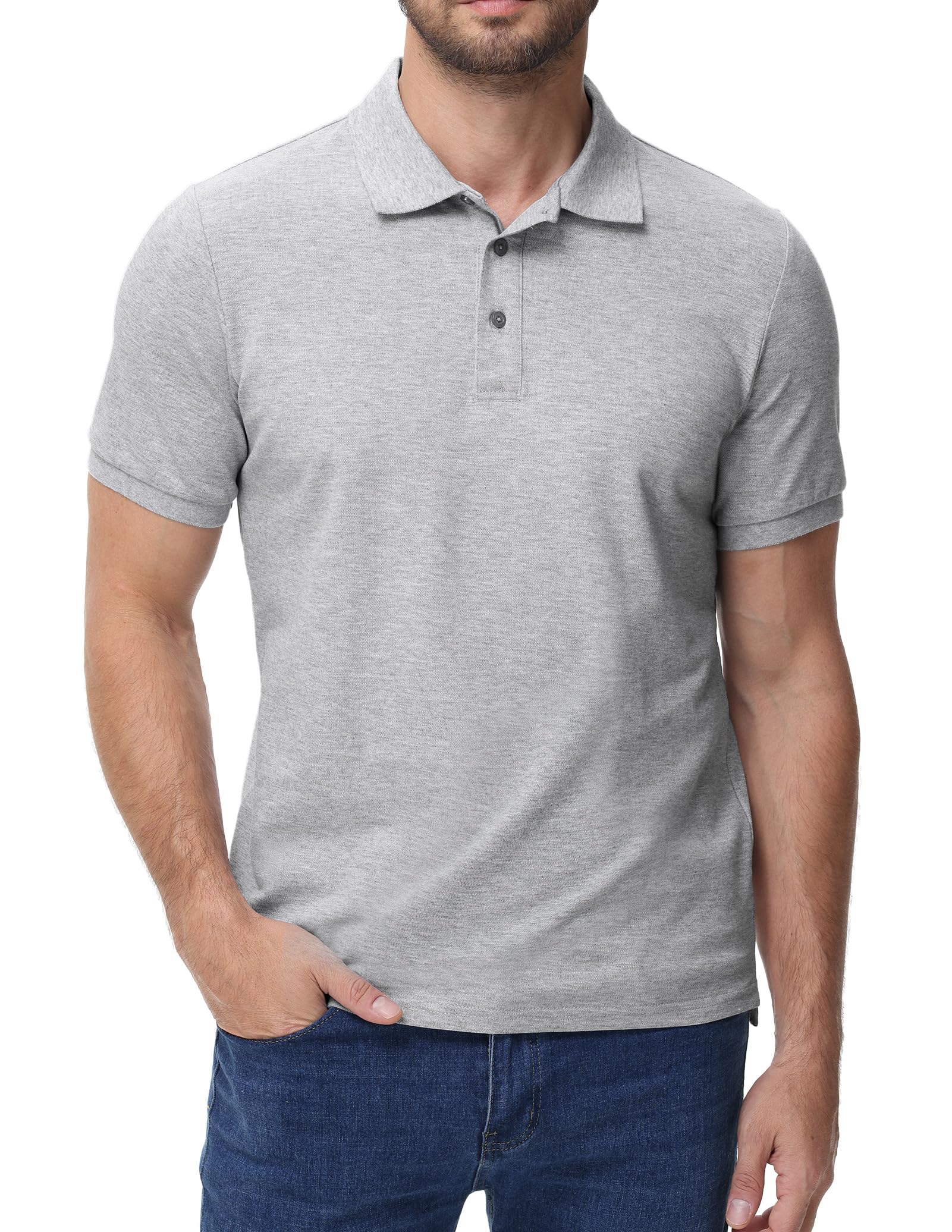 MIER Men's Cotton Pique Polo Shirts, Short Sleeve Golf Work Casual Tops