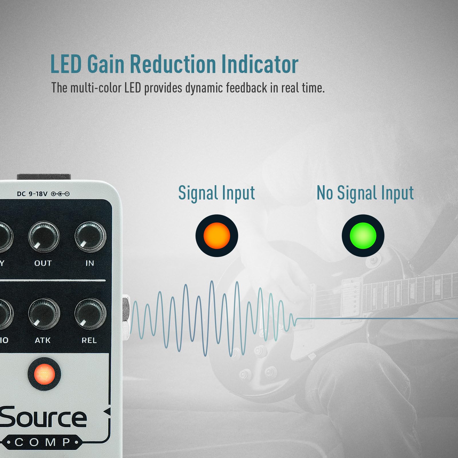 SONICAKE Compressor Guitar Effects Pedal 100% Analog Buffered Bypass-Source Comp - Image 3
