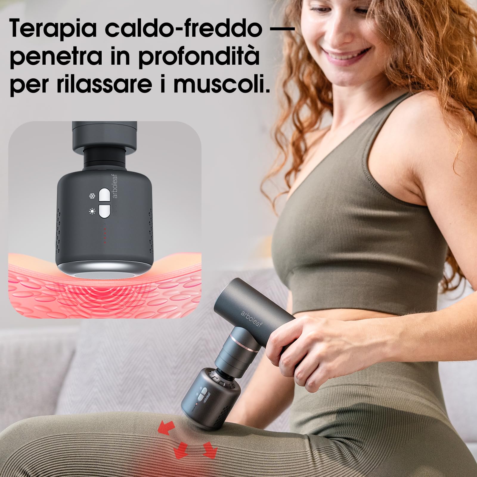 arboleaf Pistola Massaggio Muscolare con Riscaldatore e Raffreddatore, Pistola Massaggiante Mini Massage Gun Leggero a 3200 Giri/Minuto per il Rilassamento Muscolare, Batteria USB-C