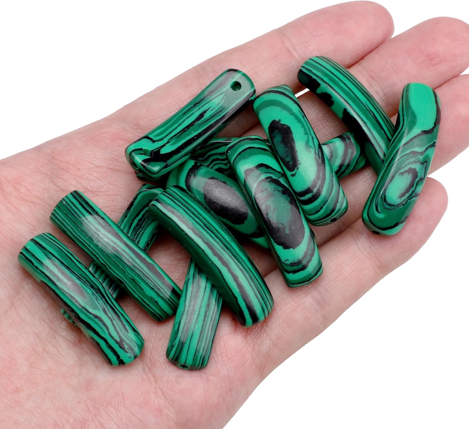 Natural Curved Malachite Stone Beads 36x10mm 4pcs for DIY Bracelet Jewelry Making - Image 4