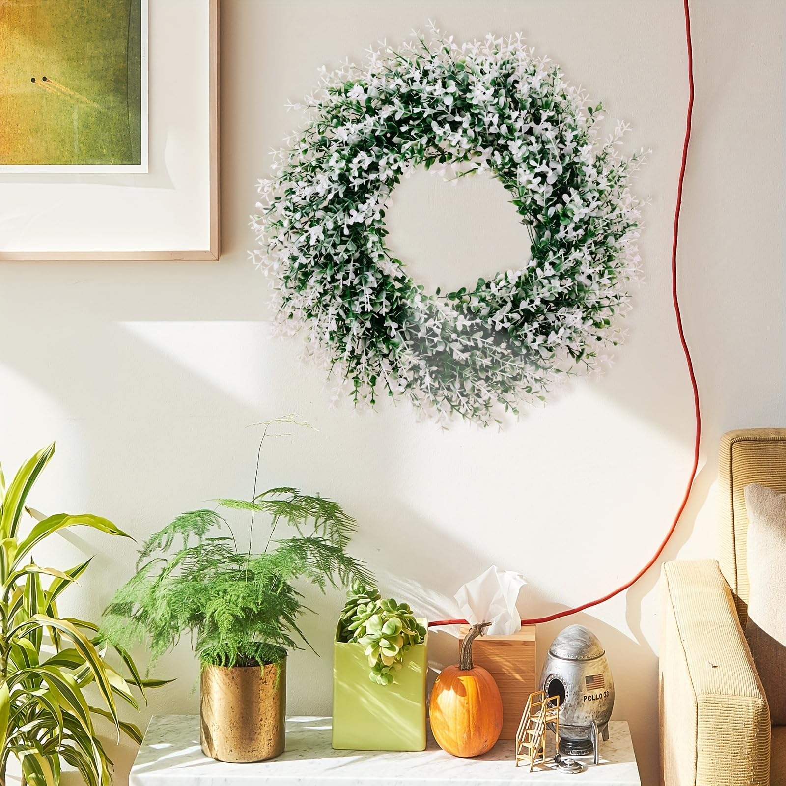 Ghirlanda Decorativa Orecchie Di Agnello Artificiali – 30 Cm – 2 Pezzi – Verde Foglia