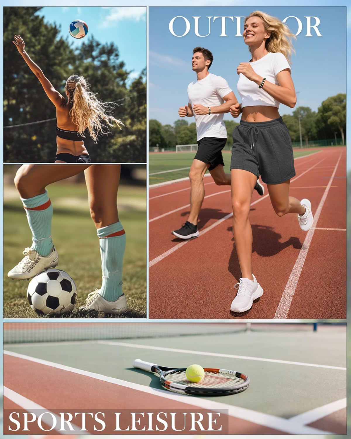 Neer 3 Pack Women's Sweat Shorts, Casual Drawstring Athletic Shorts Summer Lounge Loose Solid Active Short Pants with Pockets - Image 3