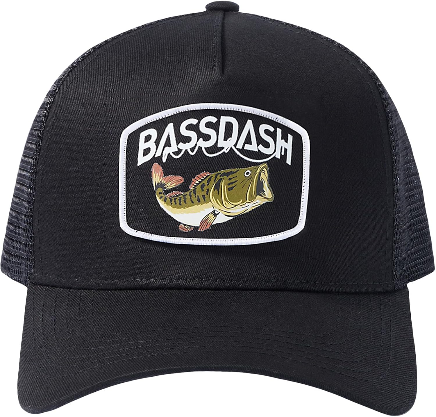 BASSDASH Trucker Hat Embroidered Patch Adjustable Baseball Cap Mesh Back Fishing Hat