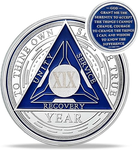 Miniatura 295 de Moneda de sobriedad de triángulo de recuperación de 2 años – Monedas de plata con número romano NA AA – 1-40 fichas y medallones NA/HA/AA Prime – 02