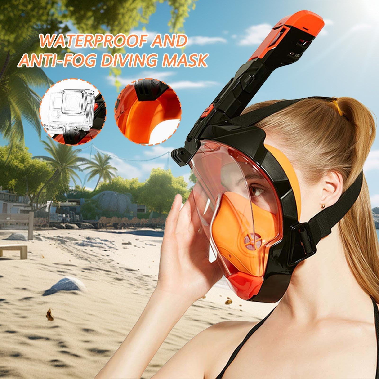 Máscara de snorkel antivaho – Equipo de asistencia respiratoria submarina – Máscara de snorkel con vista panorámica de 180 grados – para mujeres, nadadores, principiantes, viajeros, exploradores