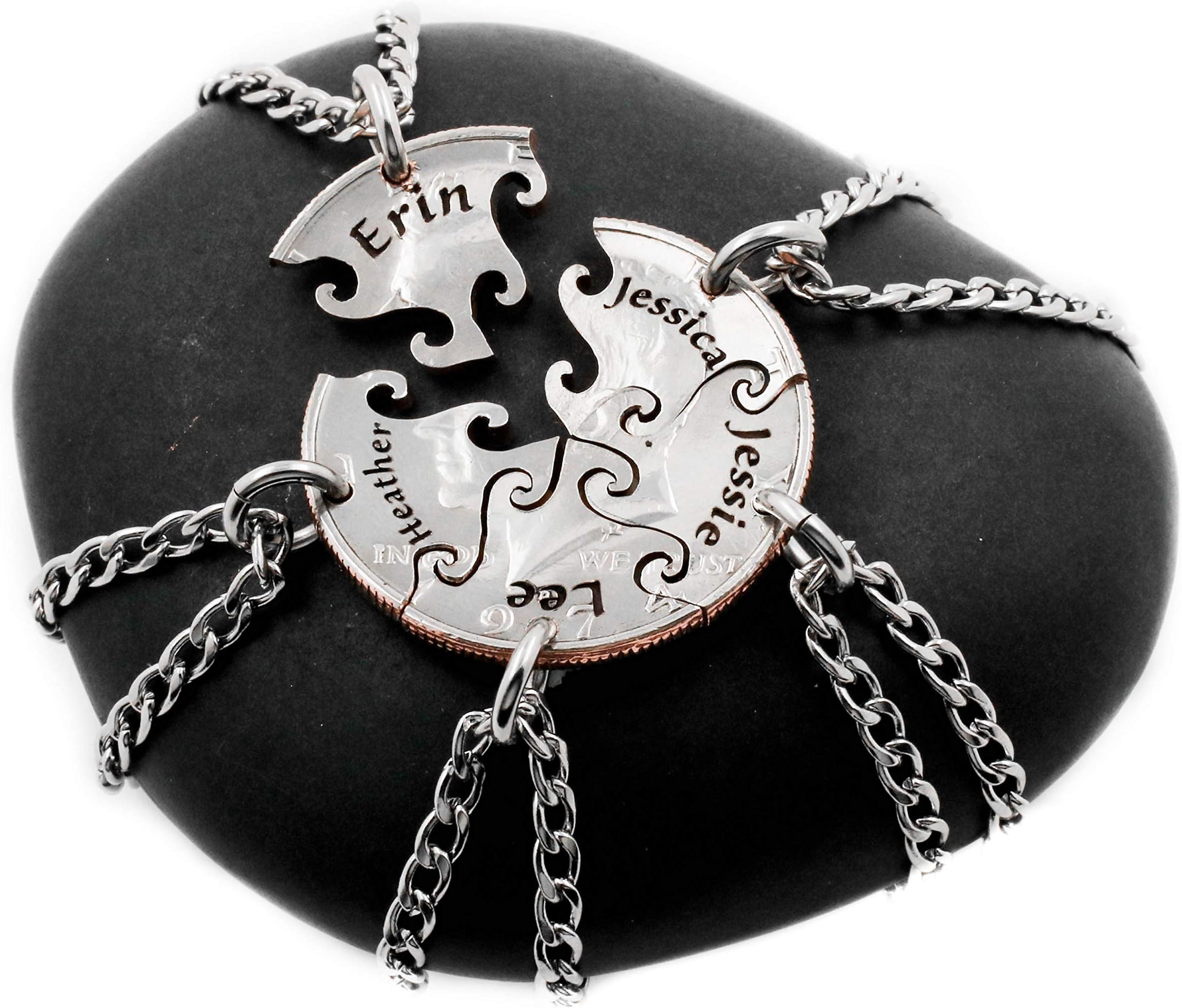 5 Best Friend Necklace, Custom Name Necklaces, Interlocking Puzzle Jewelry, By NameCoins
