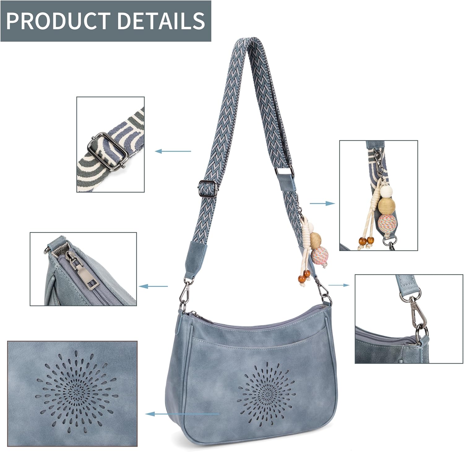 TAOSITUUE Leather Crossbody Purse for Women Shoulder Handbag medium size purses for women with Adjustable Strap - Image 5