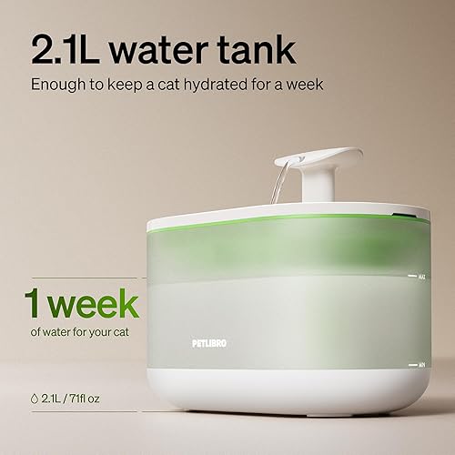 Miniatura 6 de Fuente de agua de 71floz2.1L para gatos y perros, ultra silenciosa, sin BPA, dos modos de caudal y nivel de agua visible, cuenco de agua con 4