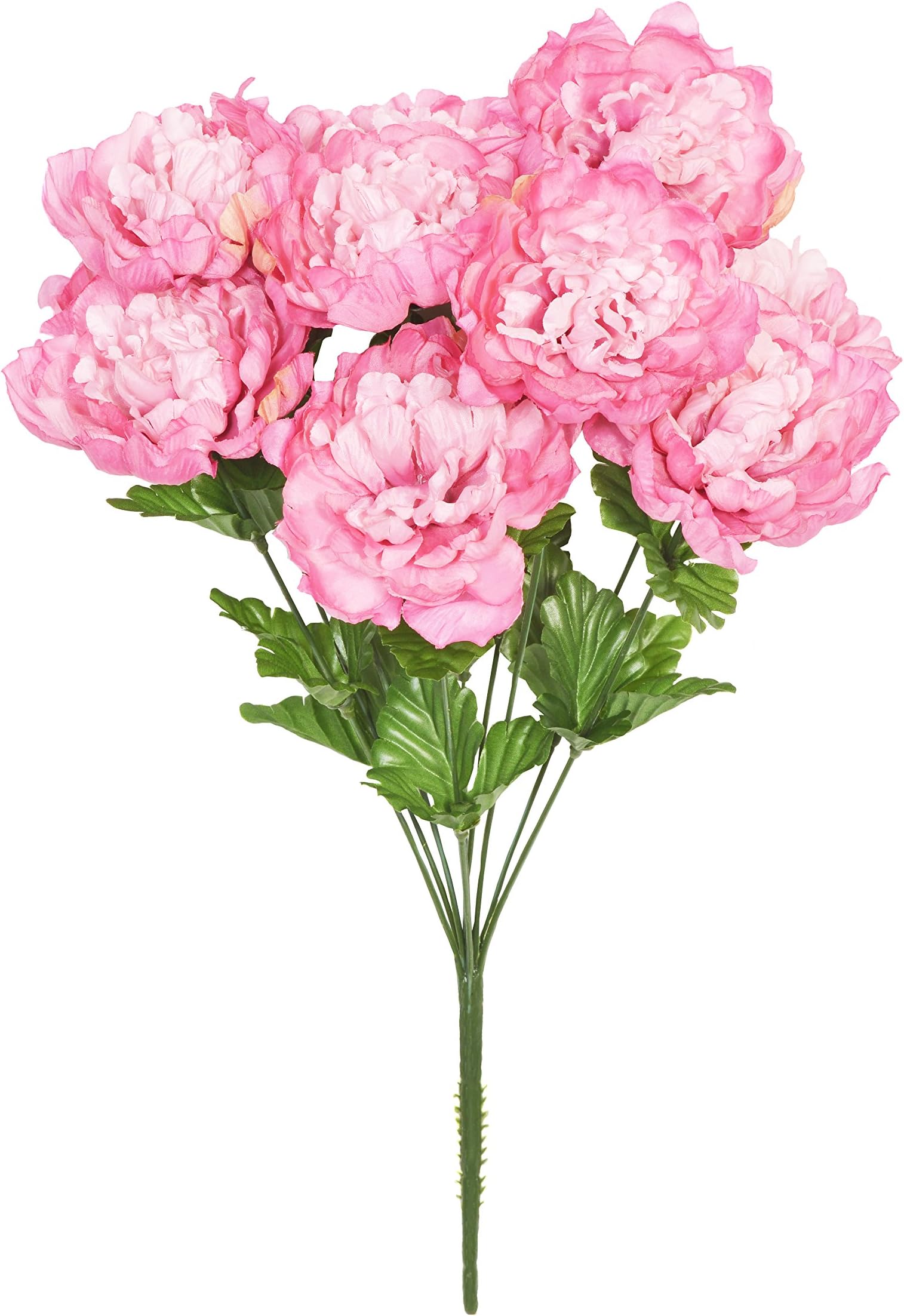 Sincere Floral 11 Head Artificial Peony Flower Bundle - Choice of Pinks (Bright Pink)
