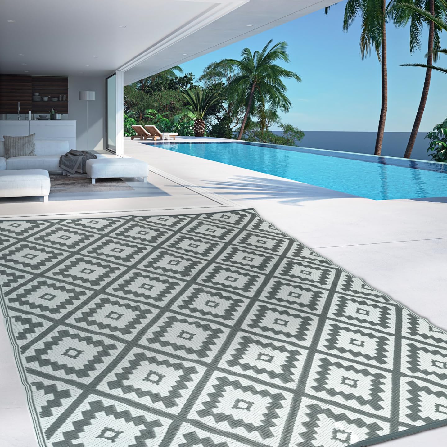 IDMarket - Tappeto esterno Bahamas grigio 270 x 470 cm