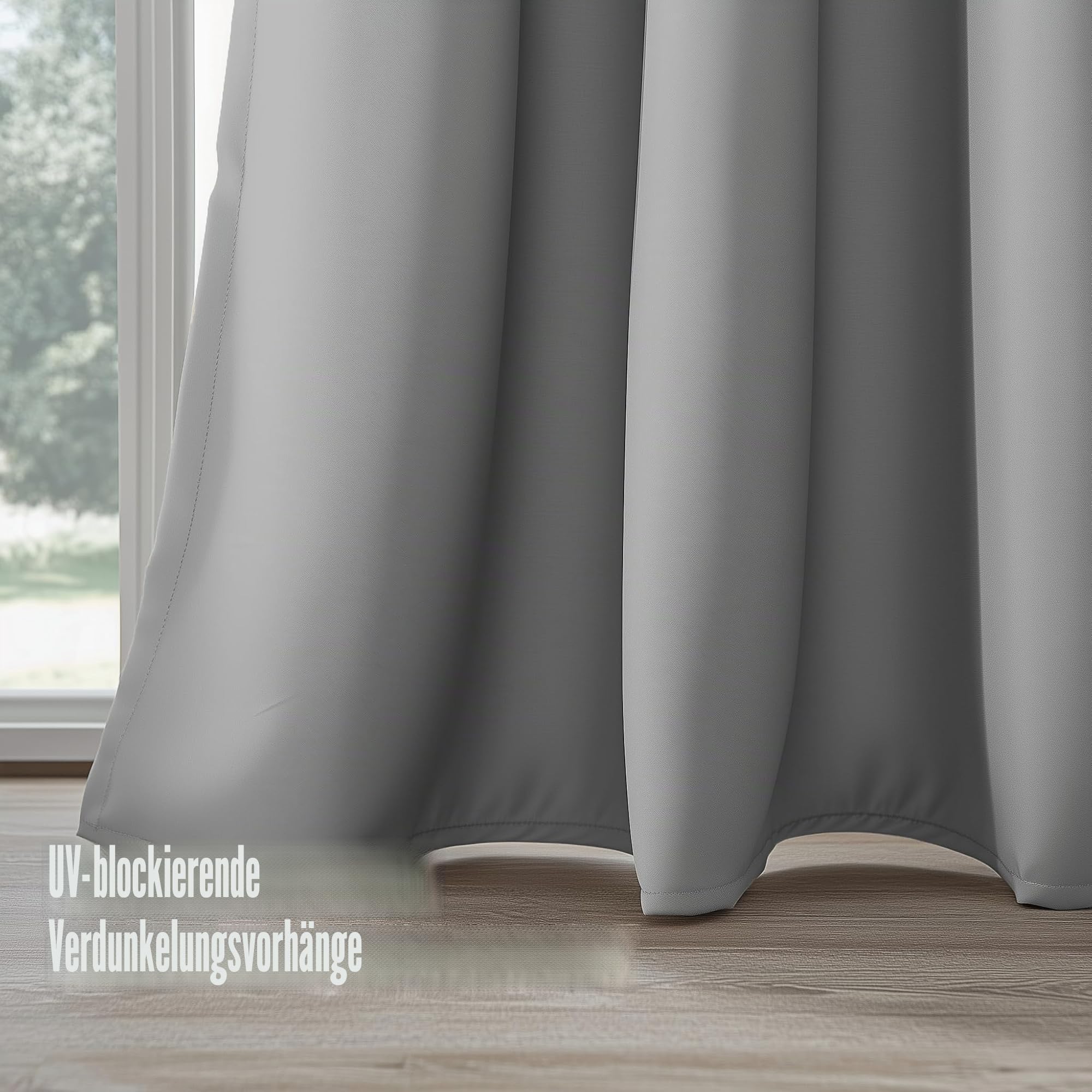 ORINOVA Vorhang Blickdicht Thermovorhang Hitzeschutz 140x160 cm 2er Set Grau Vorhänge Schlafzimmer Verdunklungsgardine Wohnzimmer mit Ösen
