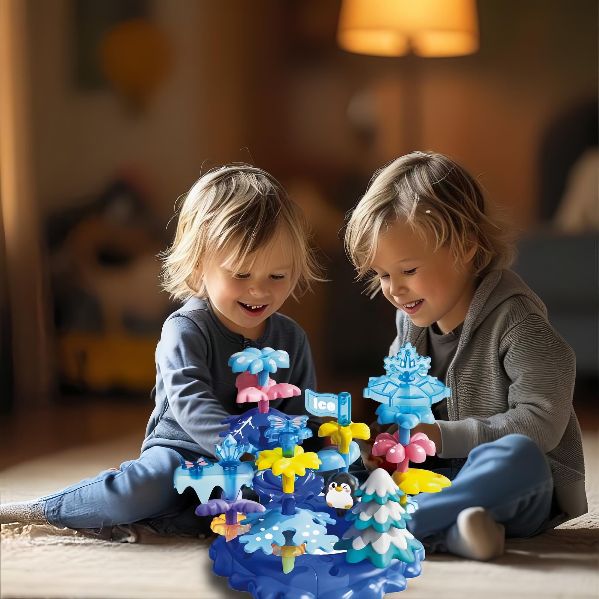 40PC Toddler Stacking Blocks - Winter Snow Garden Toy -6 40PC Toddler Stacking Blocks - Winter Snow Garden Toy -6