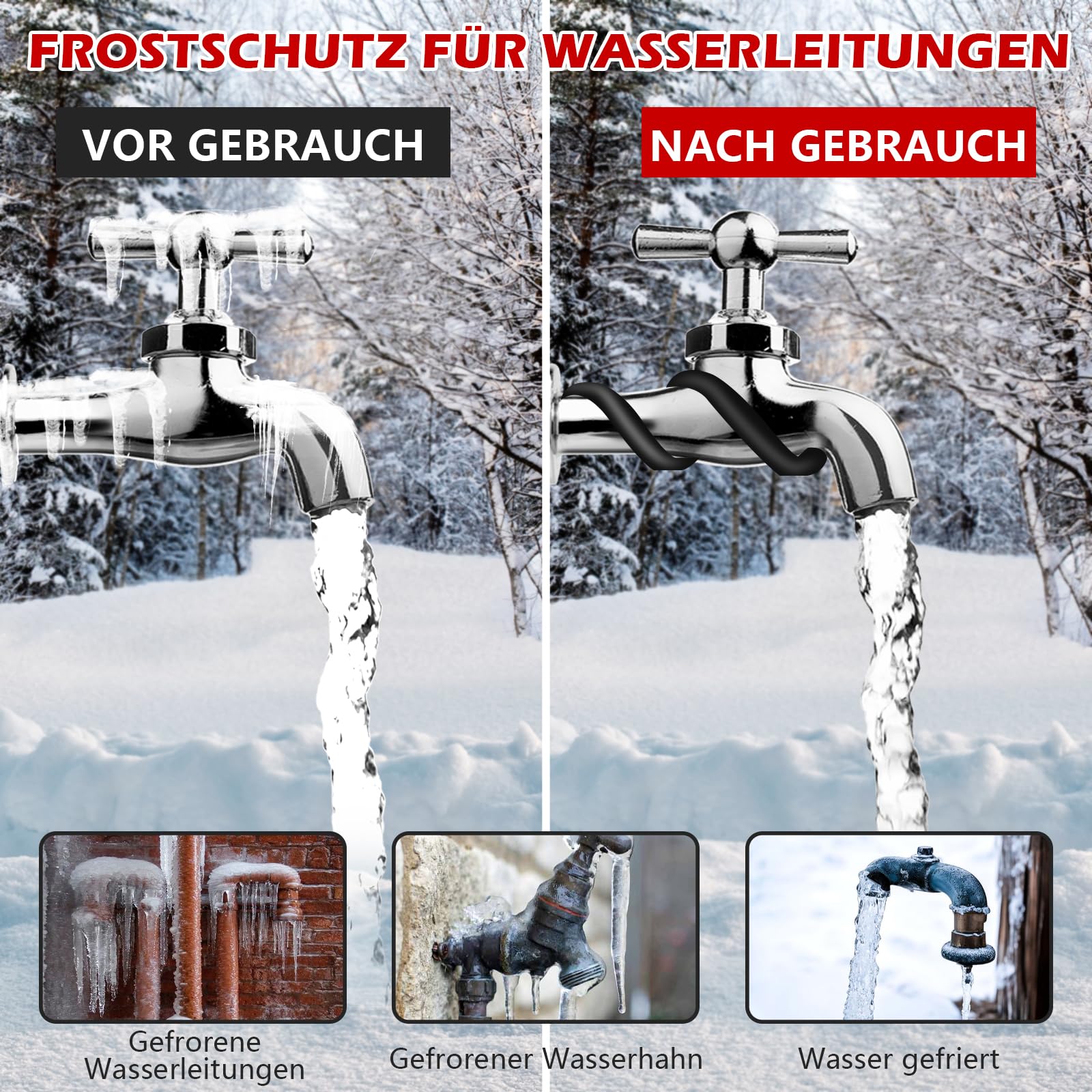 Selbstregulierendes Rohrbegleitheizung mit Thermostat, Frostschutz Heizkabel, Begleitheizung Wasserleitung, Heating Cable für Frostschutz für Wasserleitungen oder Pflanzen 12m