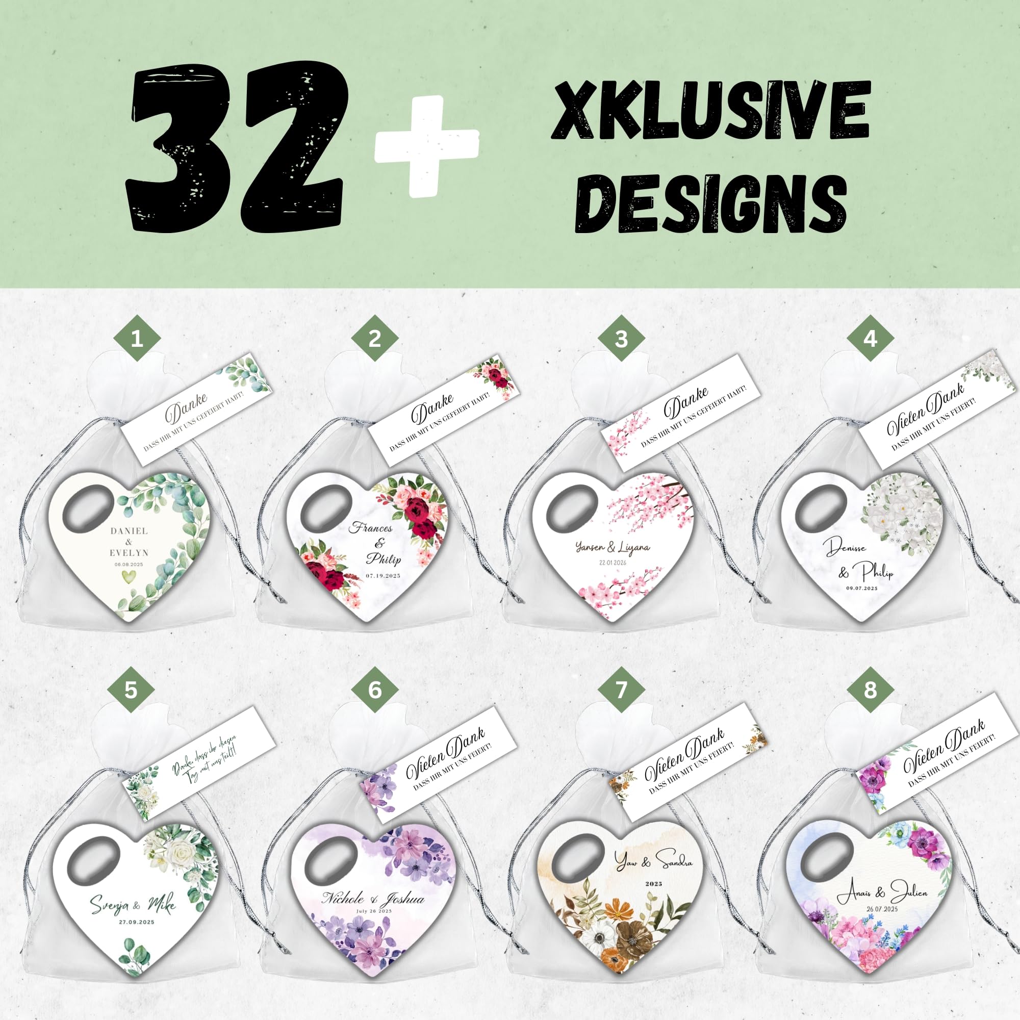 Personalisierte herzförmige Hochzeit Gastgeschenke Magnet-Flaschenöffner, individuelle Bridal-Shower Geschenke mit, Partygeschenk zur Hochzeit (Set mit 30 Stück)