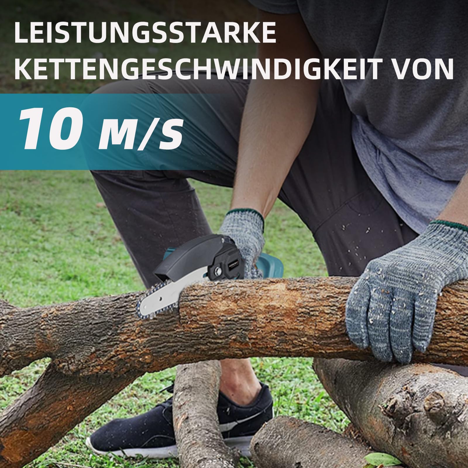 Yofidra 4-IN-1 Mini Kettensäge 6 Zoll mit Teleskopstange & Bürstenlos 25mm Astschere, 180° Einstellbarer Winkel, Akku Hochentaster mit 2 x 3.0Ah Akku und ladegerät, Max. Reichweite bis 4,6m, blau