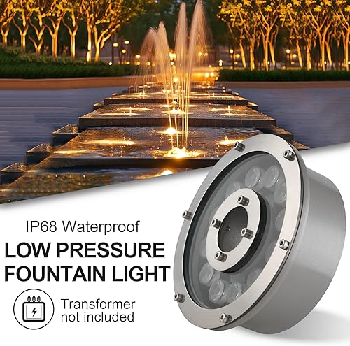 Miniatura 5 de Luz de fuente de 12 W, 12 V CC, blanco cálido, impermeable, grado IP68, luz LED de paisaje, adecuada para fuentes, cascadas, estanques y tierra de