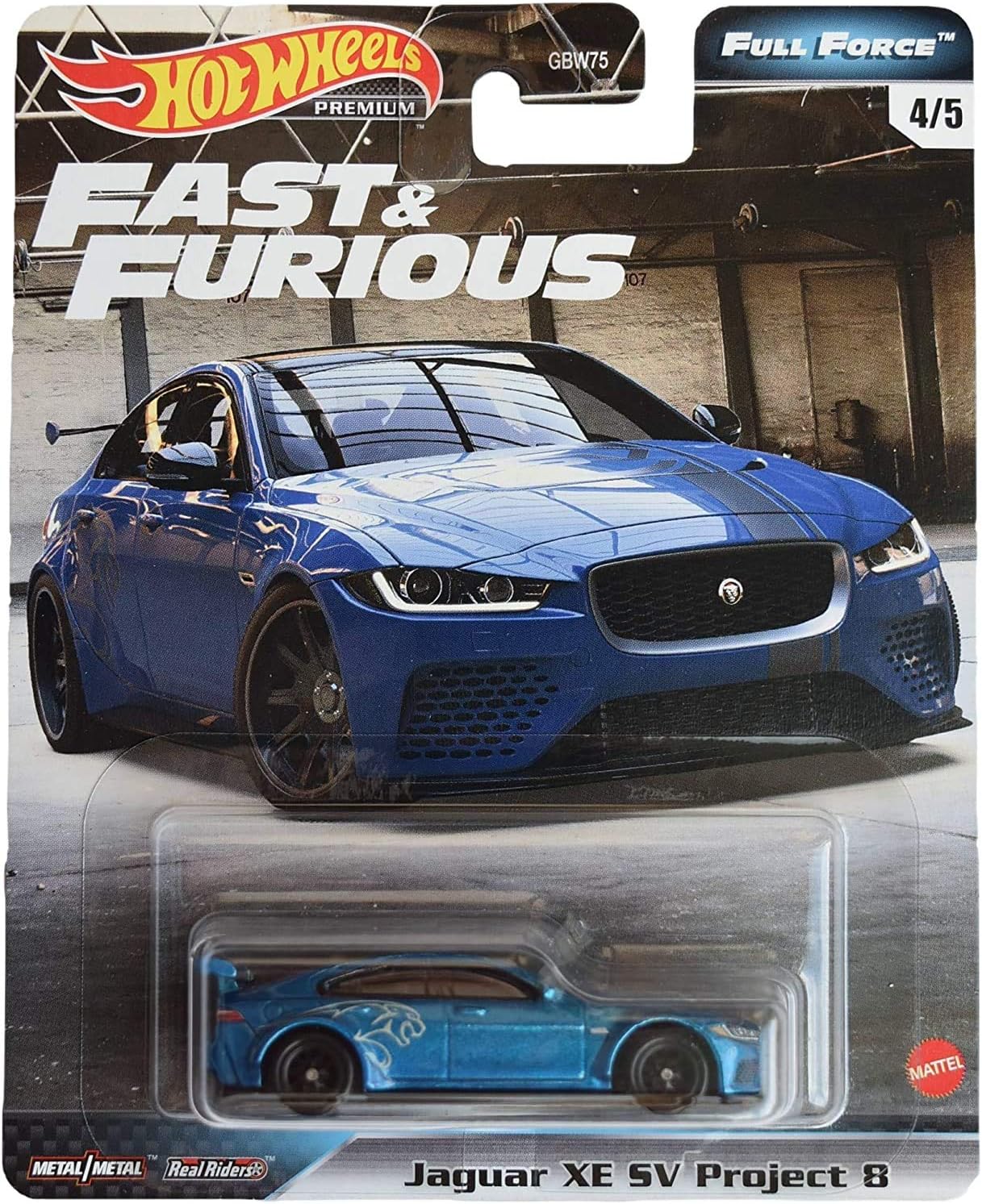Mattel Hot Wheels Fast & Furious Full Force Jaguar XE SV Project 8 4/5, Blue