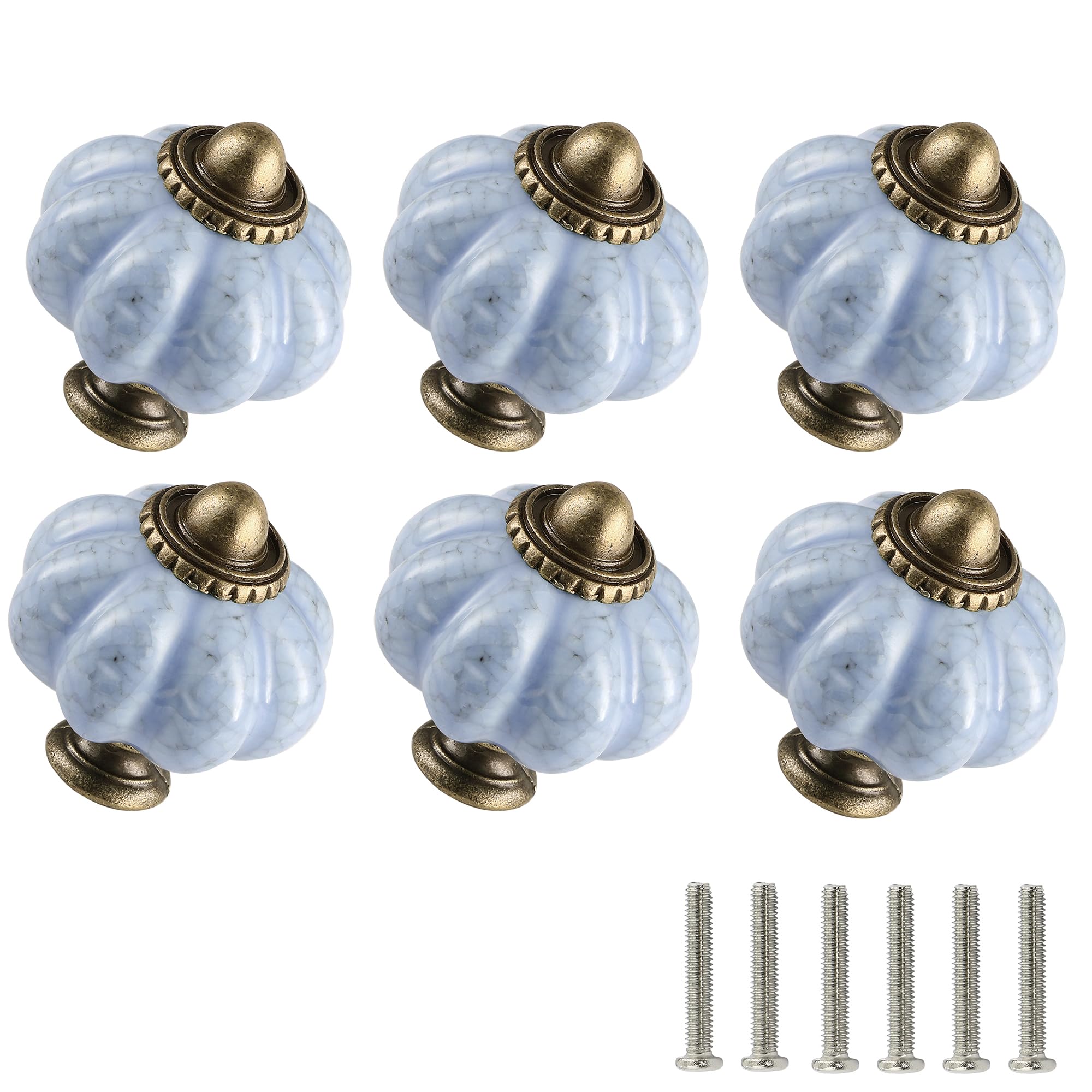 Mgoodoo 20-Pack Blue Ceramic Pumpkin Knobs – 1.57