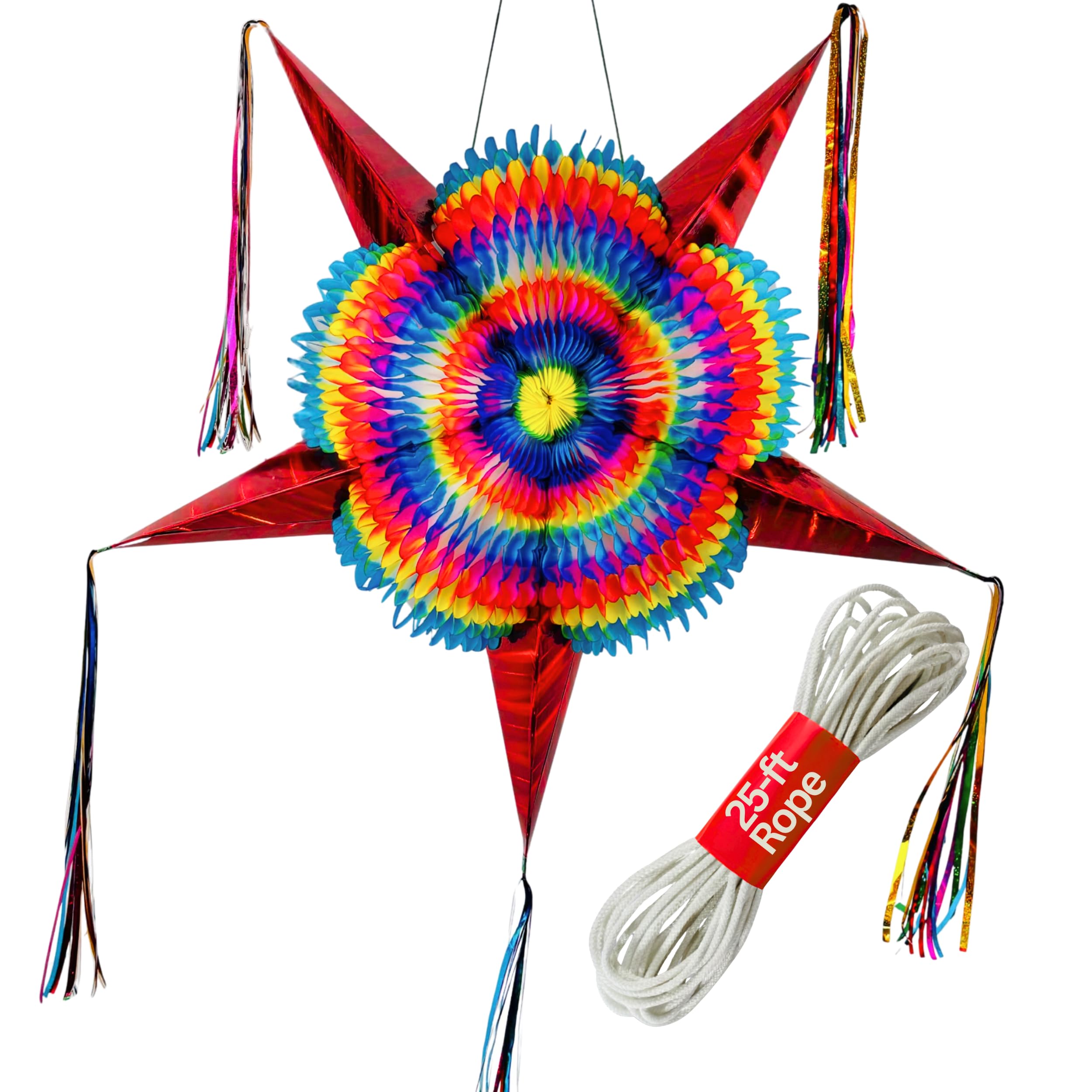 - Mexican Pinata with Extra Strong Velcro, Red Cones, 25ft Rope Included - Adult Piñata, Birthday Party Pinata, Cinco de Mayo Pinatas, Piñatas para Cumpleaños (TexMex Fun Stuff)