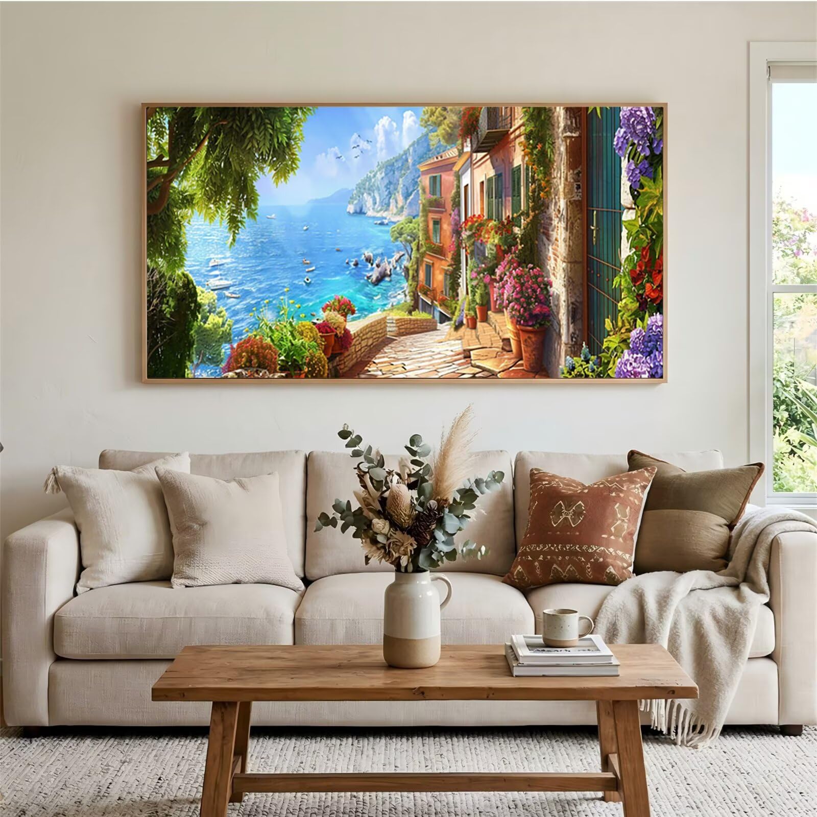 Malarstwo diamentowe 5D, plaża i malowanie diamentami, zestaw "zrób to sam", malowanie według liczb, dla dorosłych, dekoracja ścienna, prezent, 100 x 200 cm, Mq-266