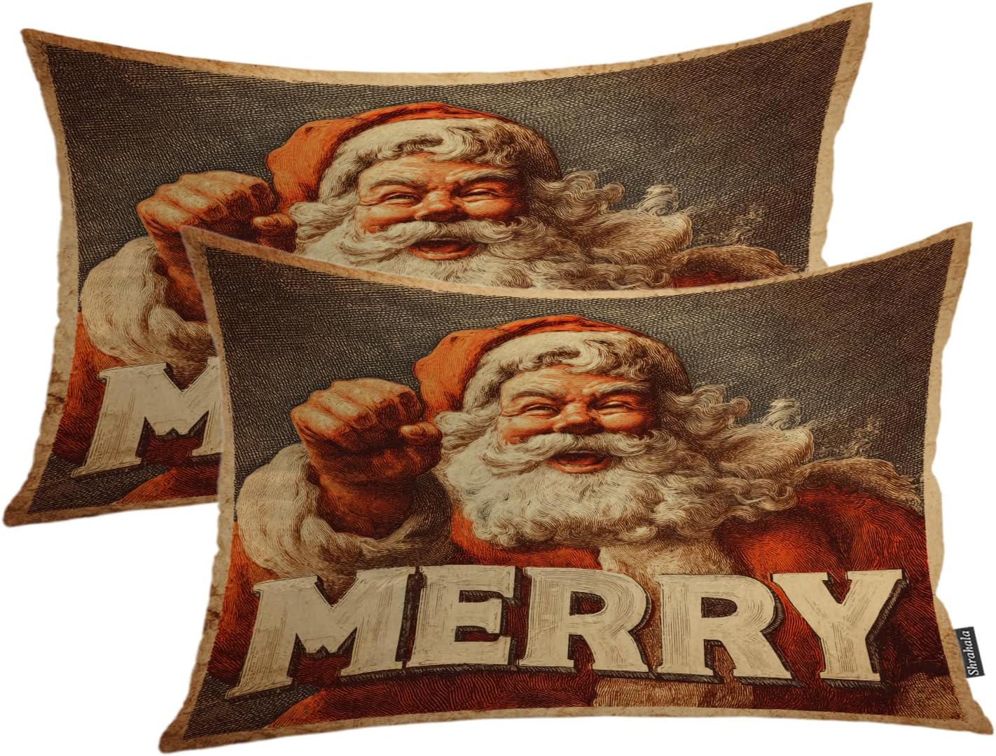 Shrahala Snowman Christmas Tree Pillowcases, Snowman On Tree Snow Falling White Green Lumbar Pillow Cover Blended Double-Sided No Inserts for Bedroom Sofa Living Room Set of 2 (26 x 20 in)