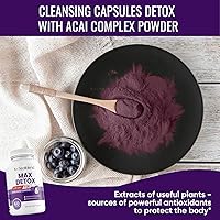 Vista 6 de Max Detox Supplement, Advanced Gut Cleanse Detox para mujeres y hombres con psyllium, chlorella, hierba hisopo y papaya, con complejo Acai