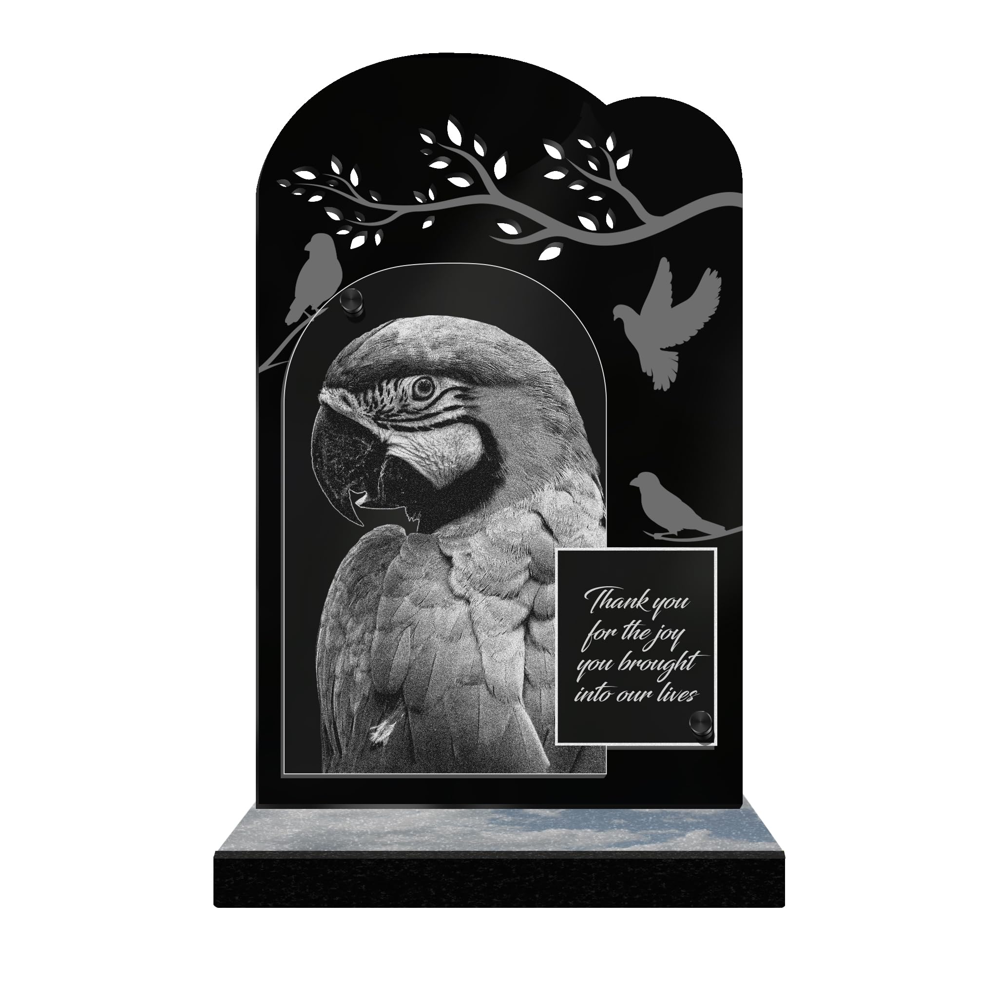 ETERNEL - Personalized Memorial Plaque Birds Tree for Animals - Dog, Cat, Rabbit, Pets, Customizable Photo and Text, laser-engraved memorial plaque for tribute