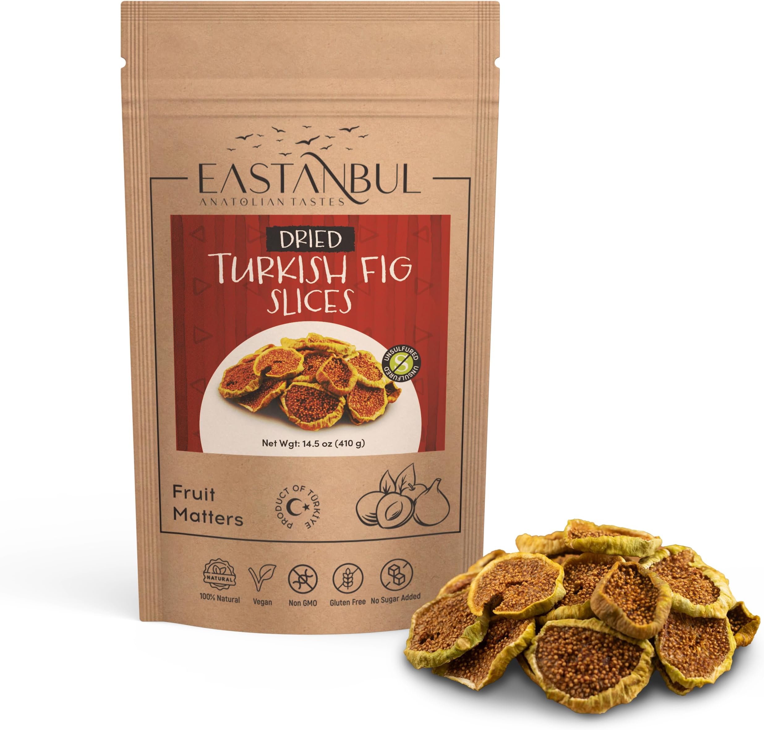 Eastanbul Turkish Dried Figs Slices 14.5oz, Turkish Sun