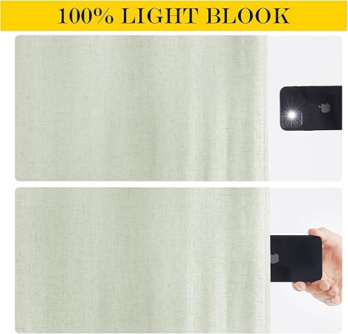 Miniatura 5 de NICETOWN Cortina de lino para puerta francesa, cortinas de puerta 100% opacas para ventana, cubierta de ventana de 25 x 72 pulgadas para puerta de