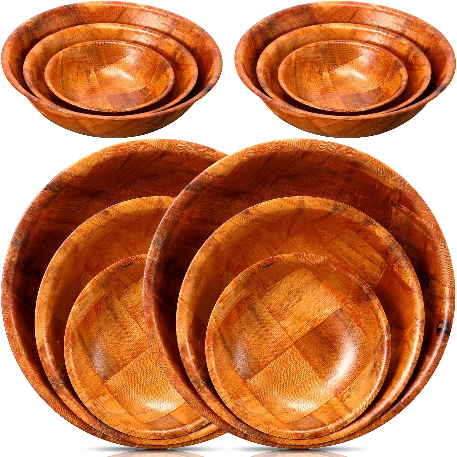 Amazon.com | Wooden Woven Salad Bowl, Woven Wood Snack Bowls 6"-Inch ...