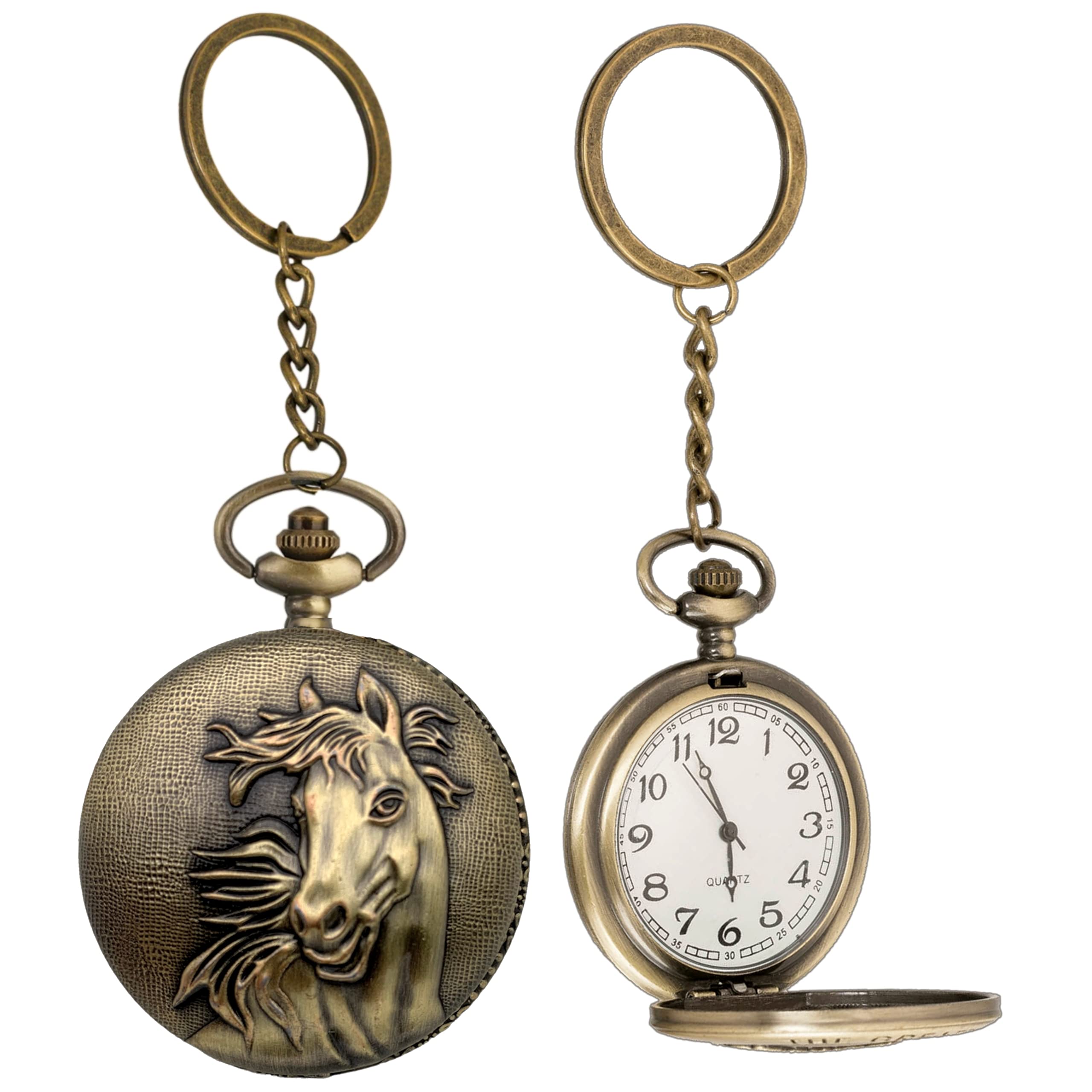 Seven Square Premium Pocket Watch Horse Face Antique Key Chain Vintage Bronze Analog Pocket Watch Stainless Steel Metal Car Bike Home Keychain With Key Ring Anti Rust Gift For Horse Lovers Men & Women (B0DDTSCH1T) Amazon Price History, Amazon Price Tracker