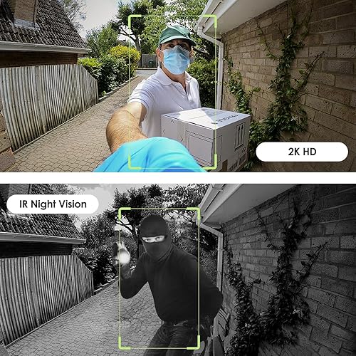 Miniatura 5 de MUBVIEW Timbre inalámbrico con timbre, timbre de video 2K inalámbrico con cambiador de voz, detección de movimiento, antirrobo, visión nocturna,
