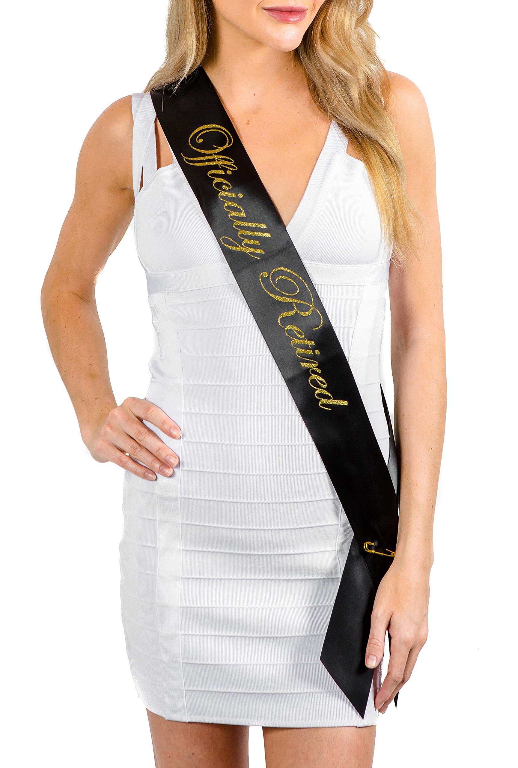 Dulcet Downtown Officially Retired Black Sash with Gold Glitter Lettering