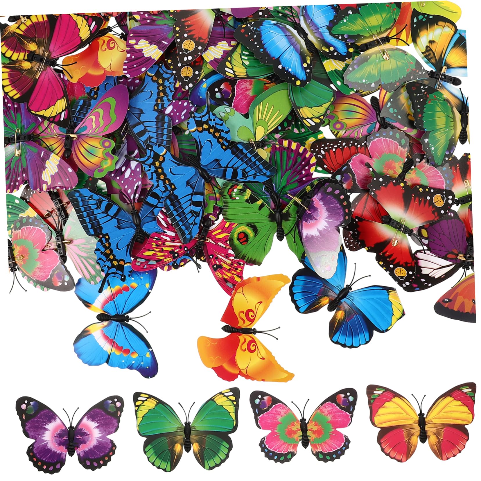 Pin Decorativo de Mariposas Pvc 100piezas para Mochilas y Sombreros | Diseño Delicado y Variedad de Estilos, Fácil de Llevar y Guardar, Adecuado para Decorar Accesorios