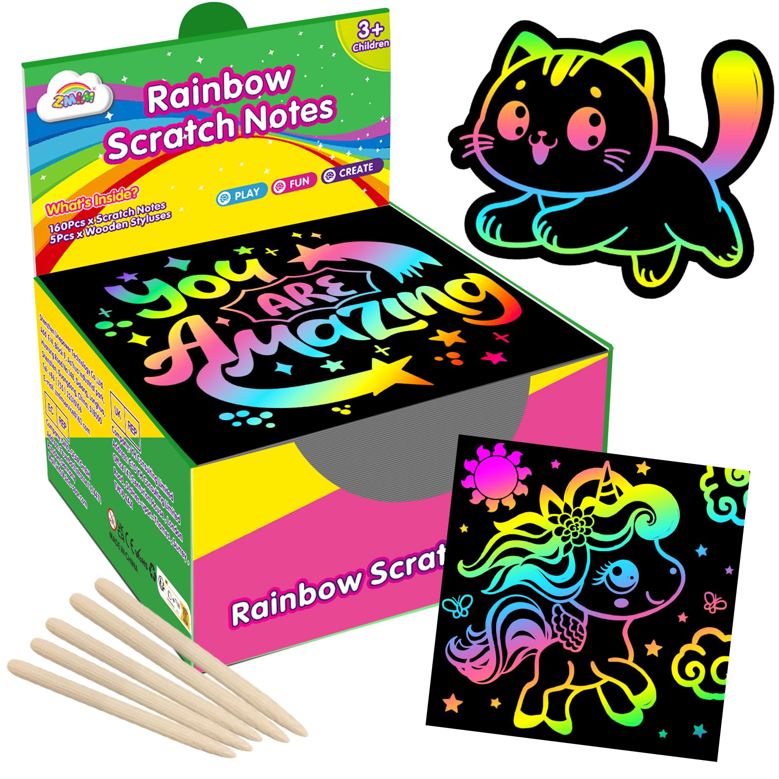 Amazon.com: ZMLM 165 Pcs Rainbow Scratch Paper Art Notes - Crafts