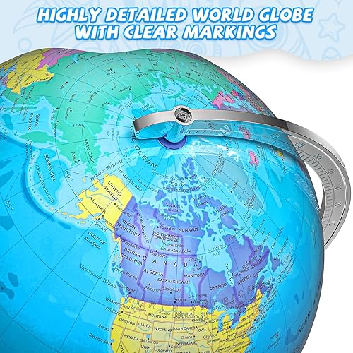 Miniatura 2 de Globo del mundo iluminado de 12 pulgadas para niños y adultos, lámpara de globo con mapa del mundo para niños, base estable de metal pesado, regalo