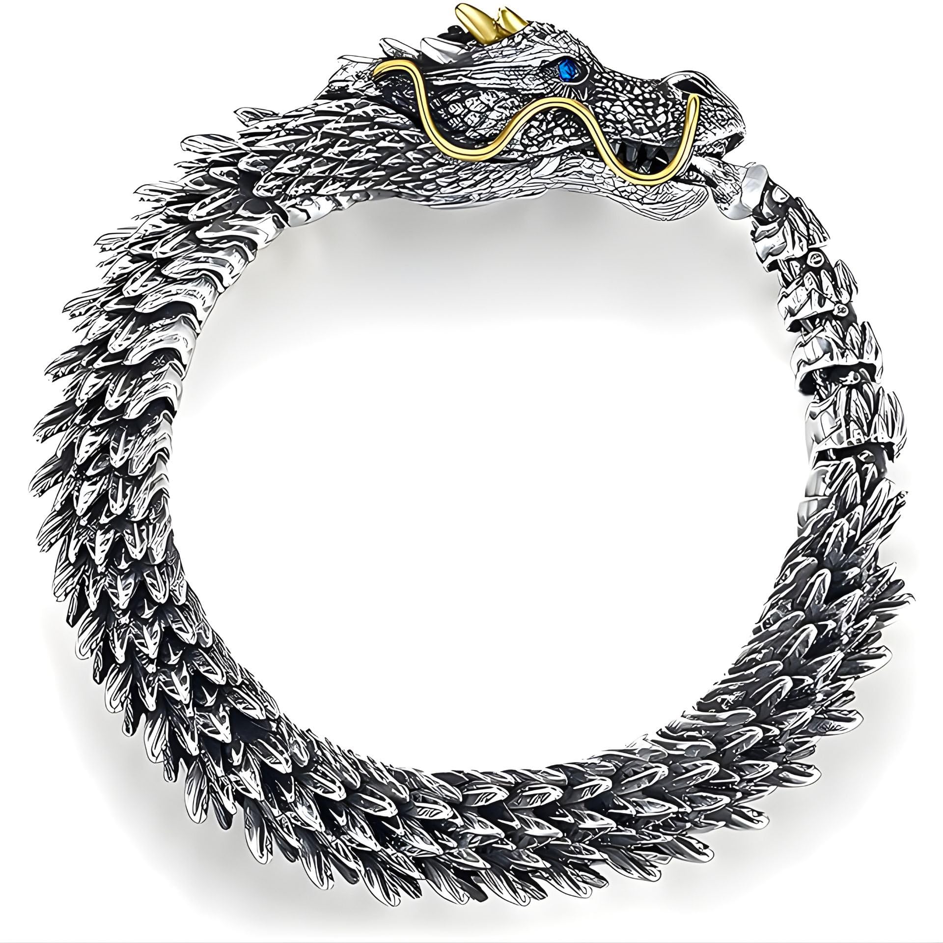 Scales of Výrion' Dragon Bold Statement Bracelet For Men And Boys | Trendy Gothic Fantasy Inspired Design | Stylish Casual & Party Use | Gift for Him (Bracelet0676) 1 Pc-image-13