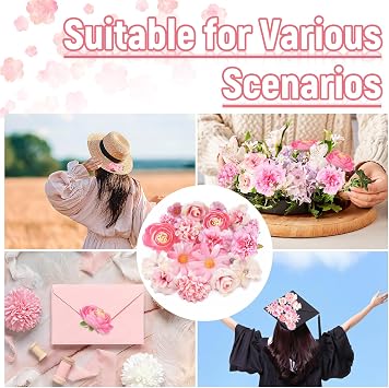 20 PCS Artificial Flower Heads, Realistic Flowers for Cake Deco-10 Styles