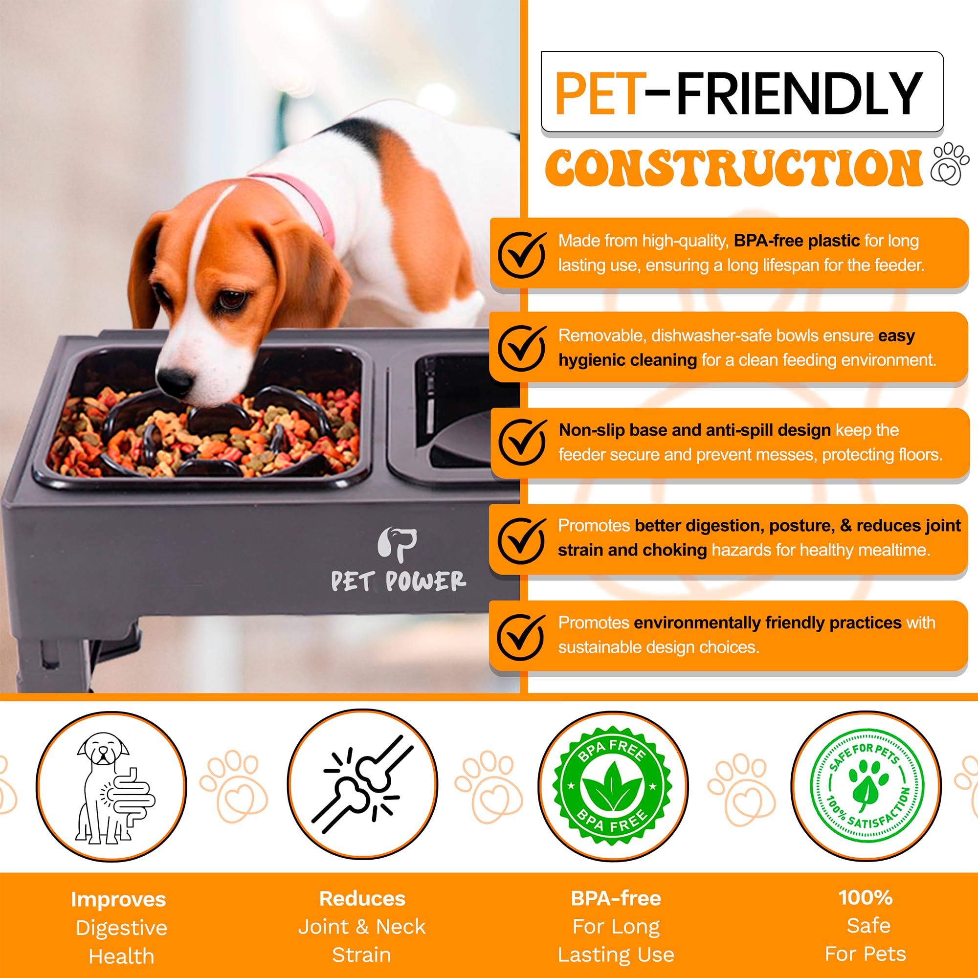 Cuencos elevados para perros de 4 alturas ajustables con cuenco de agua antiderrames y comedero lento, cuencos antideslizantes para alimentos y agua para perros grandes, medianos y pequeños,