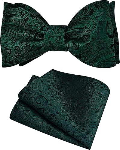 GUSLESON Pajaritas de cachemira para hombre, pajarita, pañuelo de jacquard con bolsillo cuadrado