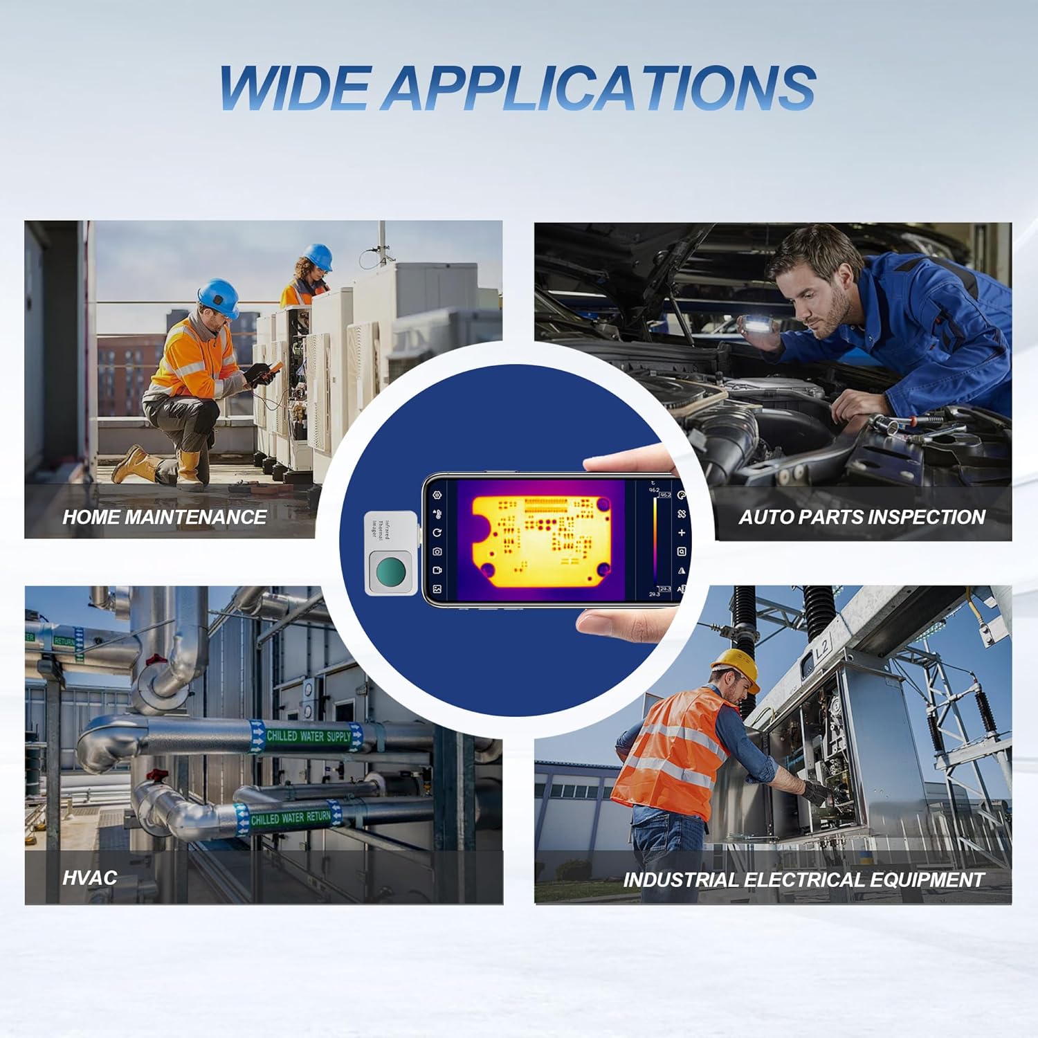 Tzone Thermal Camera Android Thermal Imaging Camera 256 x 192 IR Resolution Infrared Camera, Thermal Imager for Android Measure -15℃ to 600℃ with 25Hz Rate for Home Inspection, HVAC, Leak Detector