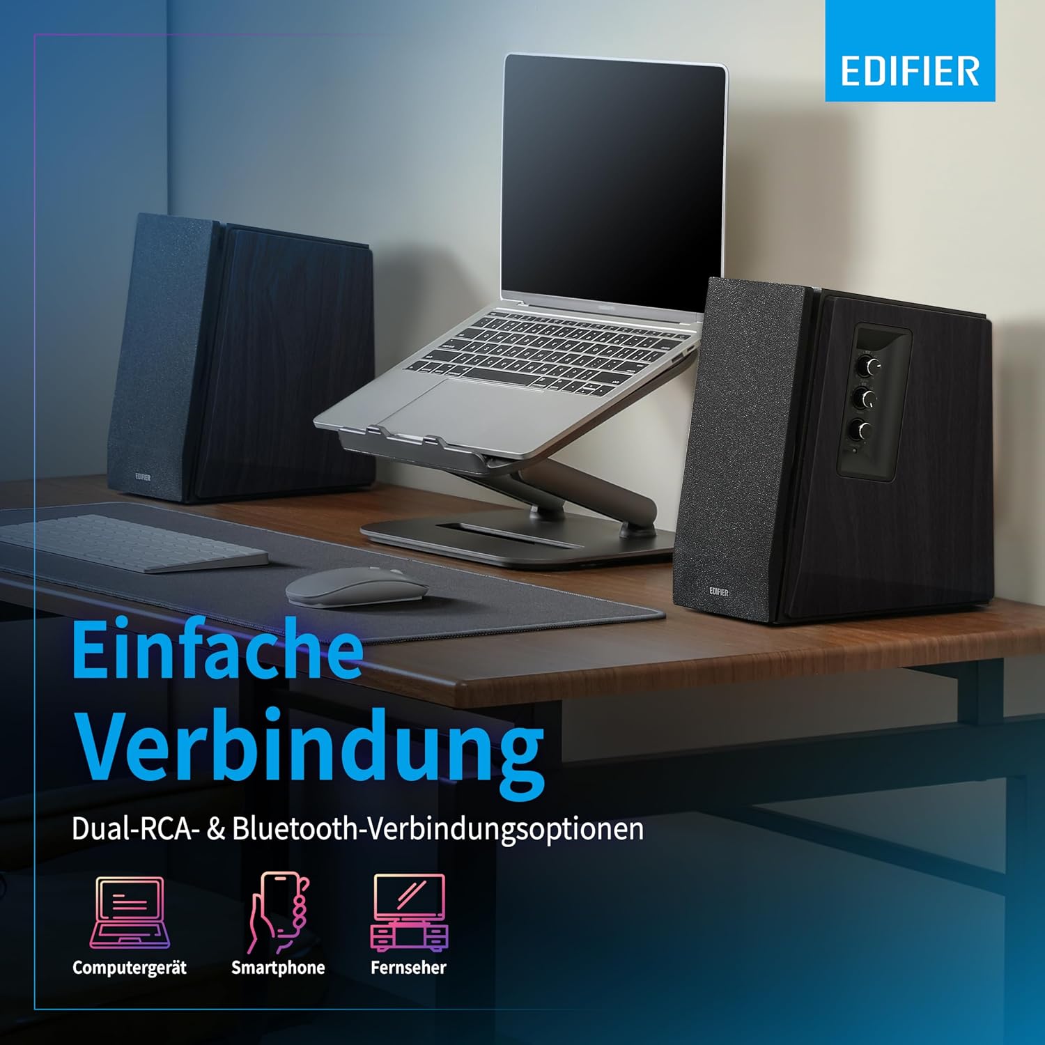 R1700BT Diffusori da Scaffale Bluetooth - Monitor Studio Nearfield Attivi - Diffusori Alimentati 2.0 Struttura con Cassa 66w RMS-Nero - Casse per PC - Immagine 5